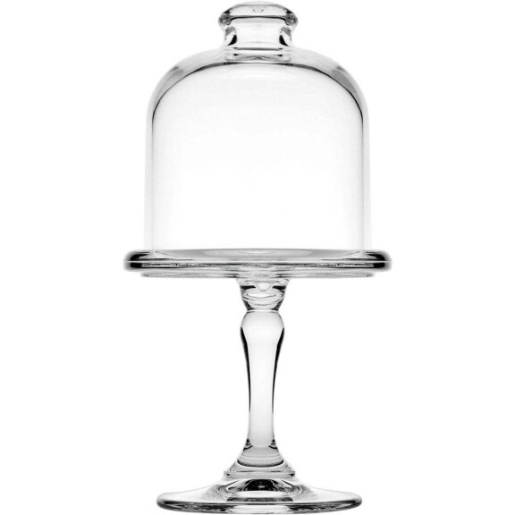 Mini patera szklana z kloszem, o wysokości 19,8 cm | PASABAHCE, 545016