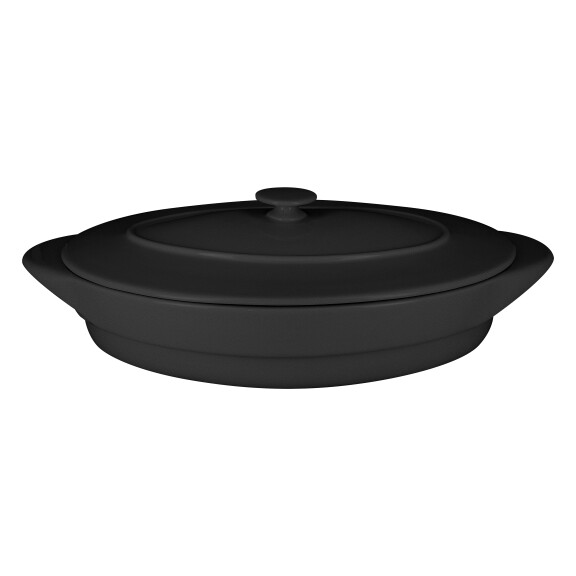 Owalna pokrywka porcelanowa Volcano - czarna, 31x21 cm | RAK, Neofusion