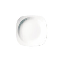 Kwadratowy, porcelanowy talerz głęboki, 24 cm, biała porcelana | RAK, Ska