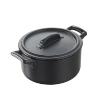 Garnuszek z pokrywką 10 cm, czarna porcelana | REVOL, Belle Cuisine Noir