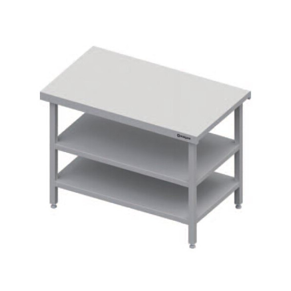 Stanowisko neutralne dwupółkowe, płyta wierzchnia ze stali nierdzewnej, 1200x735x880 mm | STALGAST, ST 128