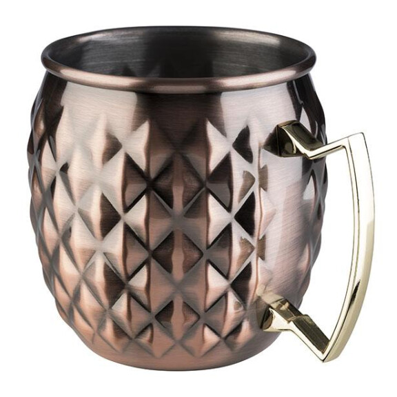Kubek z młotkowanej stali nierdzewnej w miedzianym kolorze o pojemności 0,5 l | APS, Moscow Mule