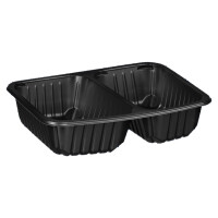 Czarny pojemnik 2-komorowy, żebrowany do zgrzewu 227x178x50 mm, 320 szt. | CHEFFY, Matipack D 9500RC
