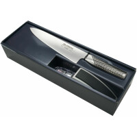Zestaw Starter: Nóż szefa kuchni G-2 + ostrzałka MinoSharp | GLOBAL, G-2220GB