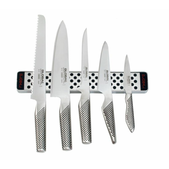 Listwa magnetyczna 31cm z 5 nożami | GLOBAL, G-4231-SET5
