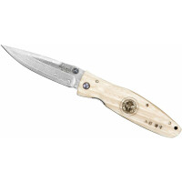 Nóż składany 8,6cm | MCUSTA, Sengoku White Micarta Damascus