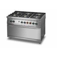 Kuchnia gazowa sześciopalnikowa z piekarnikiem elektrycznym 3xGN 1/1, 1350x900x900 mm | LOZAMET, L900.KG6-PE-max