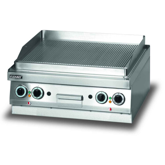 Płyta grillowa elektryczna, ryflowana, 6,8 kW, 700x650x270 mm | LOZAMET, LEG620