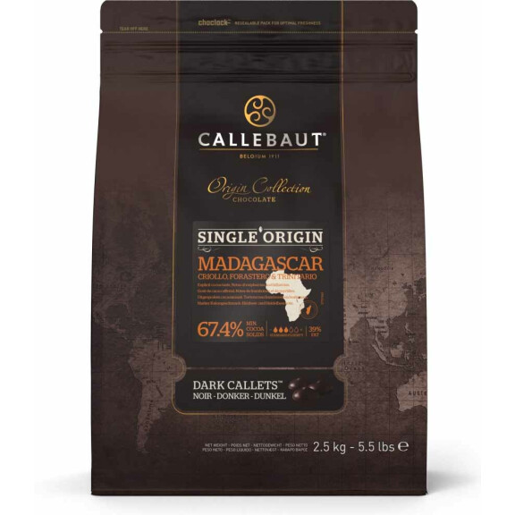 Kuwertura ciemna czekoladowa Madagascar 67,4% Callets 2,5 kg torba | CALLEBAUT, CHD-Q67MAD-E4-U70
