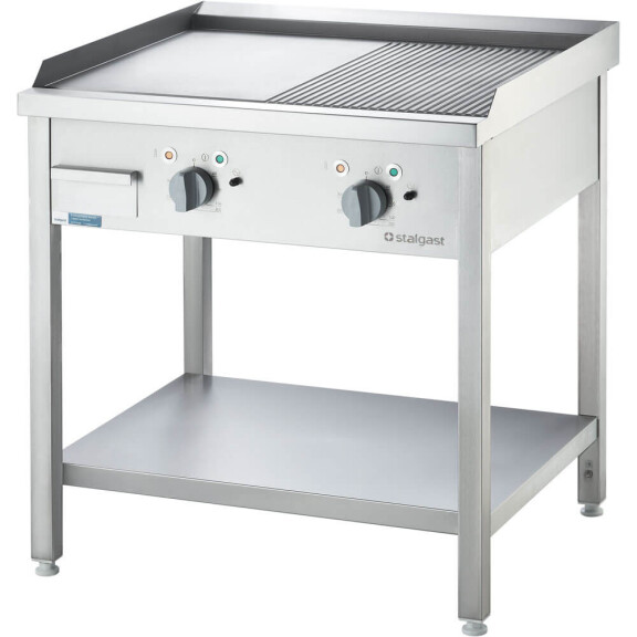 Płyta grillowa elektryczna 800x700x850 mm, gładko-ryflowana, 8,1 kW | STALGAST, 979313