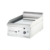 Płyta grillowa gazowa, chromowana, gładka, 6,5 kW, G20, 400x700x250 mm | STALGAST, 9736110