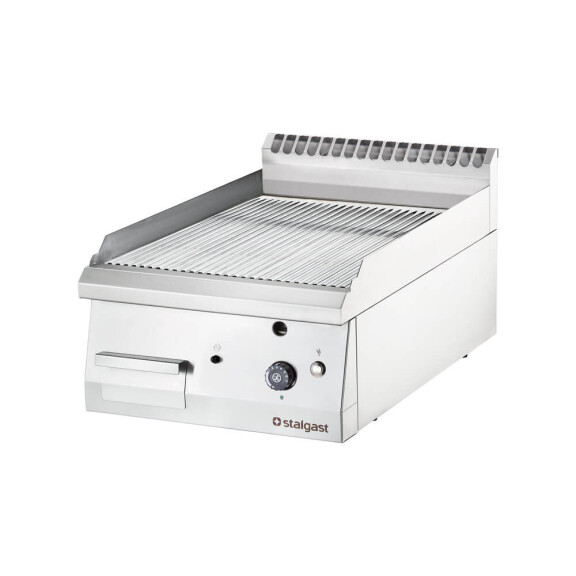 Płyta grillowa gazowa, chromowana, ryflowana, 6,5 kW, G20, 400x700x250 mm | STALGAST, 9736210