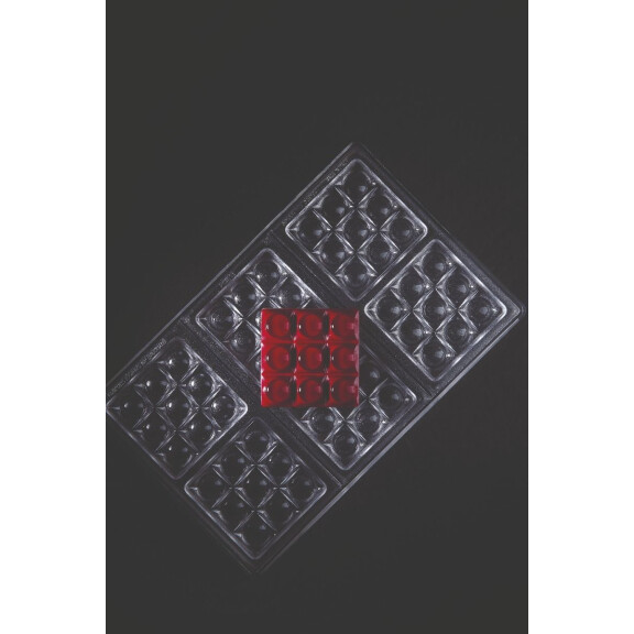 Forma z tritanu do tabliczek czekolady - 6 x 50g, 70x70x10,5 mm – PC5013FR | PAVONI, Mini Bricks
