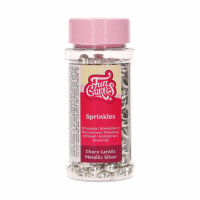 Lentilki czekoladowe Metallic Silver 80 g, srebrne | FUNCAKES, F51940