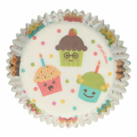Papilotki do pieczenia babeczek śr. 5 cm, 48 szt. białe w kolorowe babeczki | FUNCAKES, FC4014