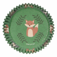 Papilotki do pieczenia babeczek śr. 5 cm, 48 szt. zwierzęta leśne | FUNCAKES, FC4016