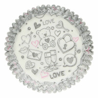 Papilotki do pieczenia babeczek śr. 5 cm, 48 szt. białe w pisane wzorki | FUNCAKES, FC4202
