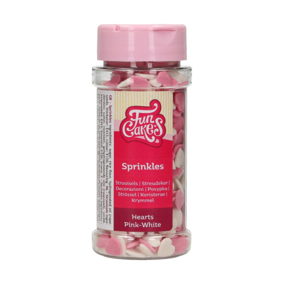 Cukrowa posypka - serca, 45 g, mix biały, różowy | FUNCAKES, F52025