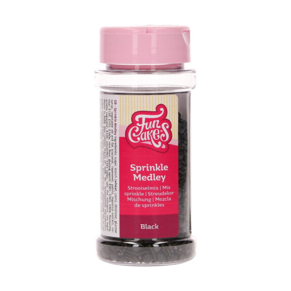 Cukrowa posypka Medley - mix kształtów, 65 g, czarna | FUNCAKES, F51175