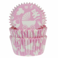 Papilotki do pieczenia babeczek śr. 5 cm, 50 szt. wzór niemowlak - różowe | HOUSE OF MARIE, HM5126