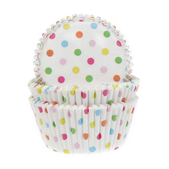 Papilotki do pieczenia babeczek śr. 5 cm, 50 szt. kolorowe kropki | HOUSE OF MARIE, HM4679