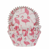 Papilotki do pieczenia babeczek śr. 5 cm, 50 szt. flamingi | HOUSE OF MARIE, HM5812