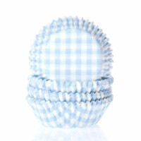 Papilotki do pieczenia babeczek śr. 5 cm, 50 szt. biało-niebieska kratka | HOUSE OF MARIE, HM0206