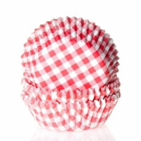 Papilotki do pieczenia babeczek śr. 5 cm, 50 szt. biało-czerwona kratka | HOUSE OF MARIE, HM0213