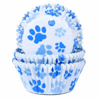 Papilotki do pieczenia babeczek śr. 5 cm, 50 szt. niebieskie psie łapki | HOUSE OF MARIE, HM6789