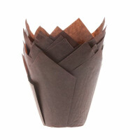 Papilotki tulipan do pieczenia babeczek śr. 5 cm, 36 szt. brązowe | HOUSE OF MARIE, HM5638
