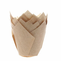Papilotki tulipan do pieczenia babeczek śr. 5 cm, 36 szt. brązowy pergamin | HOUSE OF MARIE, HM5652
