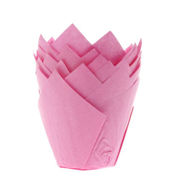 Papilotki tulipan do pieczenia babeczek śr. 5 cm, 36 szt. różowe | HOUSE OF MARIE, HM5690