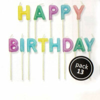 Świeczki na tort i napis Happy Birthday, 13 szt. – kolorowe  | PME, CA017