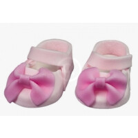 Buciki na chrzest, figurki z cukru 8,5x4x3 cm, różowy, 1 para | MAGMART, CH CHB 4A RDZ