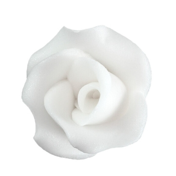 Kwiat róża duża z cukru 4 cm, biały | MAGMART, R 01