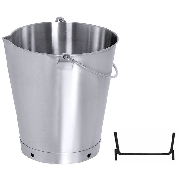 Wiadro z dzióbkiem ze stali nierdzewnej bez pokrywy, 20 l, o średnicy 320 mm | CONTACTO, 419/020