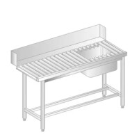 Stół załadowczy rolkowy do zmywarek ze stali nierdzewnej ze zlewem 1800x760x850 mm | DORA METAL, DM-3276