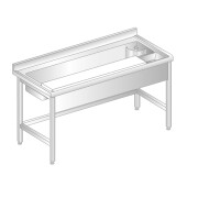 Stół przyścienny ze stali nierdzewnej do obróbki produktów z rantem puszkowym i kapinosem 1200x700x850 mm | DORA METAL, DM-S-3237