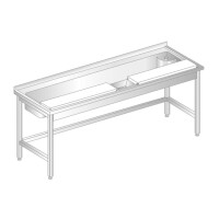 Stół przyścienny ze stali nierdzewnej do obróbki produktów 1800x700x850 mm | DORA METAL, DM-3238