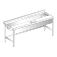 Stół przyścienny ze stali nierdzewnej do obróbki produktów z rantem puszkowym i kapinosem 1800x600x850 mm | DORA METAL, DM-S-3238