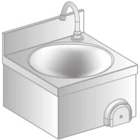 Umywalka przyścienna ze stali nierdzewnej z wyłącznikiem kolanowym 400x400x235 mm | DORA METAL, DM-S-3281