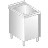 Umywalka przyścienna ze stali nierdzewnej z szafką 500x600x850 mm | DORA METAL, DM-3231