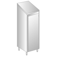 Szafa magazynowa pojedyncza z dachem skośnym ze stali nierdzewnej z półkami przestawnymi i miejscem na miotły 600x500x2000 mm | DORA METAL, DM-3302.06