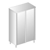 Szafa magazynowa podwójna ze stali nierdzewnej z drzwiami suwanymi i półkami 1200x600x1800 mm | DORA METAL, DM-3305.01