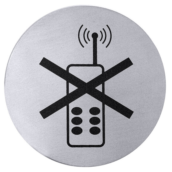 Tabliczka samoprzylepna, piktogram „zakaz korzystania z telefonów komórkowych” | CONTACTO, 7663/002