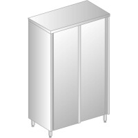Szafa przelotowa podwójna ze stali nierdzewnej z drzwiami suwanymi i półkami 1200x700x2000 mm | DORA METAL, DM-3333.02