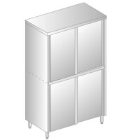 Szafa przelotowa podwójna ze stali nierdzewnej z drzwiami suwanymi, dzieloną komorą i półkami 1000x600x1800 mm | DORA METAL, DM-3309.01