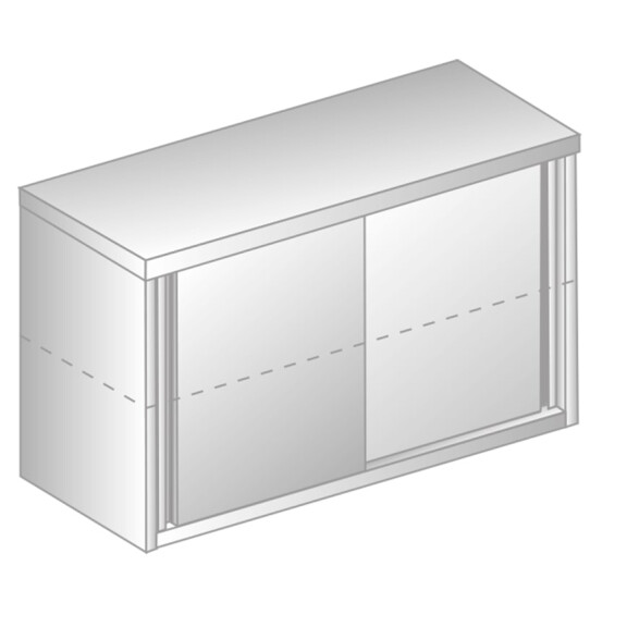 Szafka wisząca przelotowa nastawiana ze stali nierdzewnej z drzwiami suwanymi 1400x300x600 mm | DORA METAL, DM-3316 P