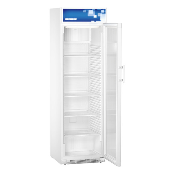 Szafa chłodnicza ekspozycyjna z panelem reklamowym, przeszklonymi drzwiami i chłodzeniem dynamicznym, 403 l, 600x687x2010 mm | LIEBHERR, FKDv 4203 Com