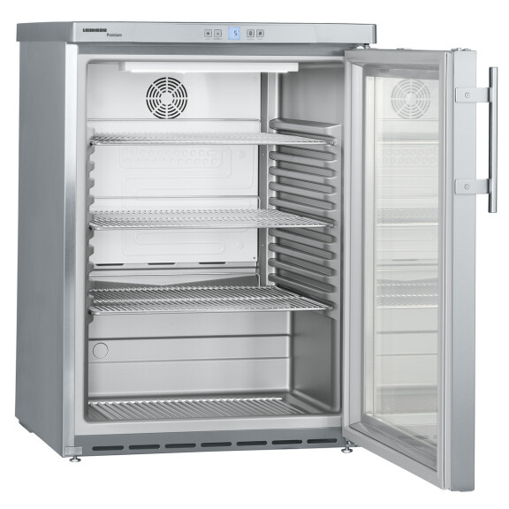 Chłodziarka do zabudowy pod blatem z przeszklonymi drzwiami i chłodzeniem dynamicznym, 148 l, 600x615x830 mm | LIEBHERR, FKUv 1663 Premium